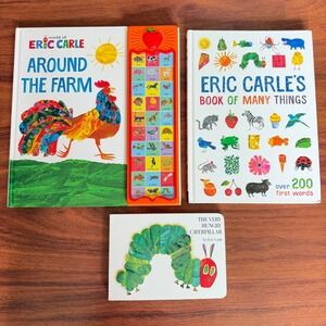 Lot 3 Eric Carle Books - Around the Farm Sounds Toddler Book Bundle